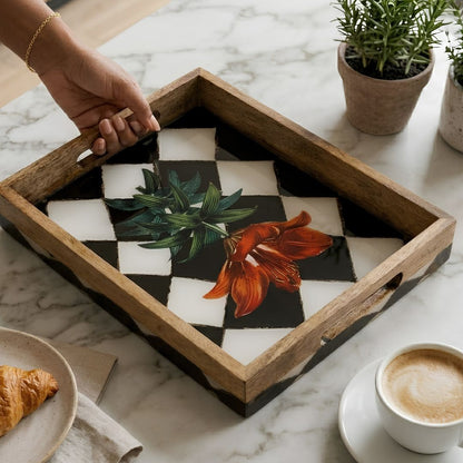Tiger Lilly Serving Tray- 14"X 8" (Mango wood)