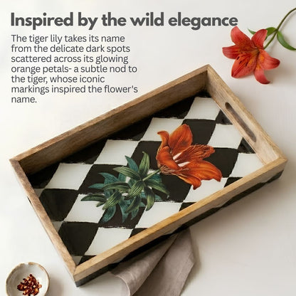 Tiger Lilly Serving Tray- 14"X 8" (Mango wood)