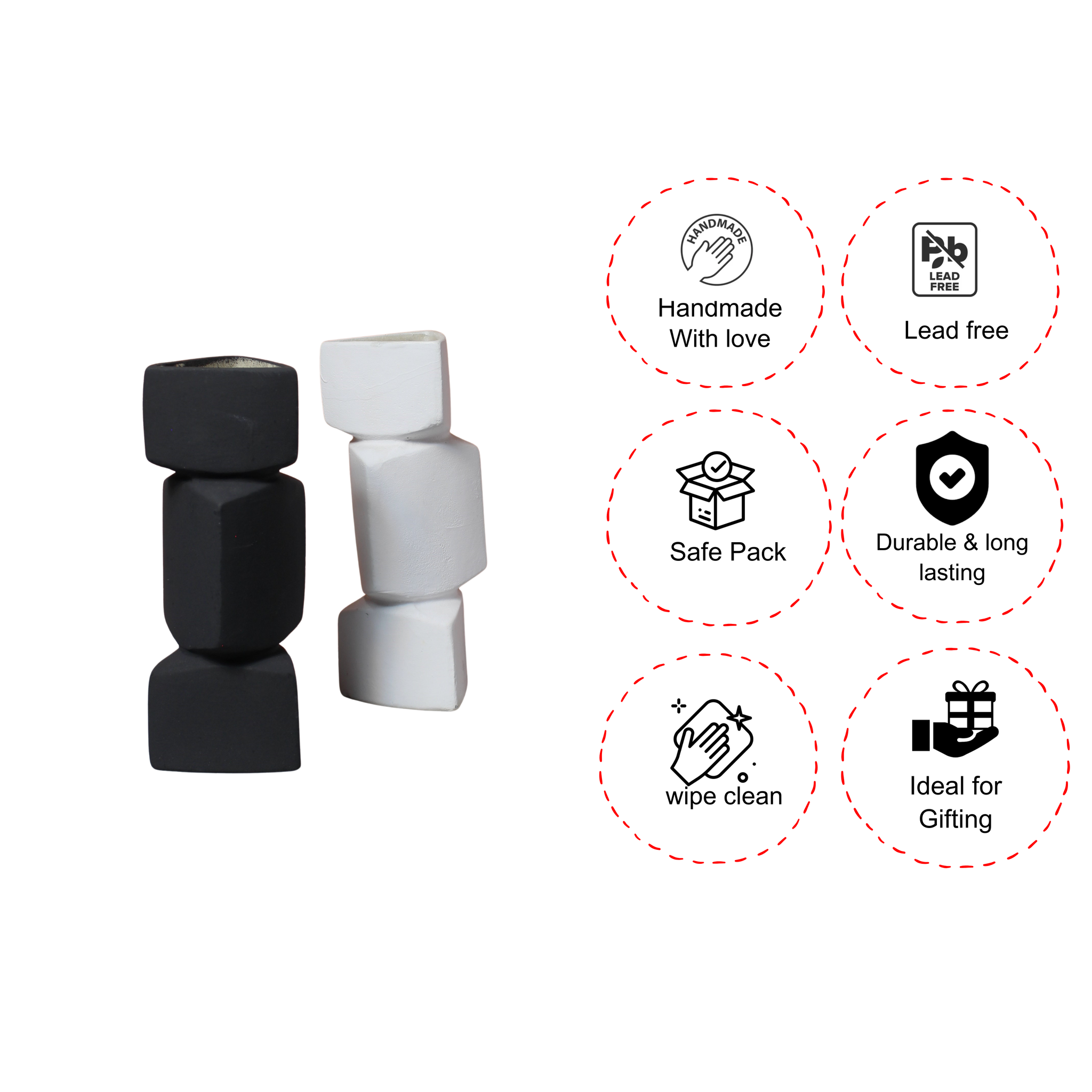 Monochrome Block Vase set of 2 – Abstract Black & White