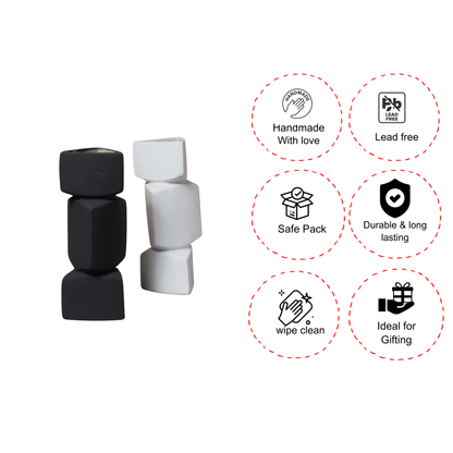 Monochrome Block Vase set of 2 – Abstract Black & White