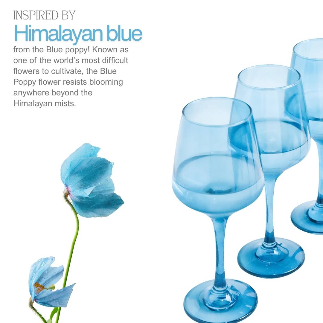 Wine Glass Set - Himalayan Blue (300ml) Crystal Glassware Set