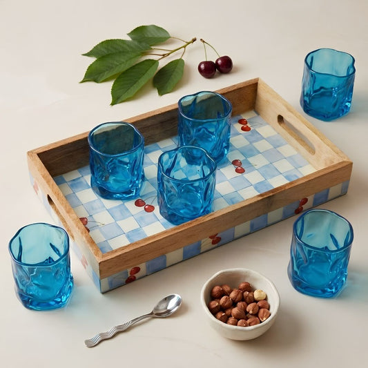 The Blue Hour Serving Set (Tray + 6 Serving Glasses)