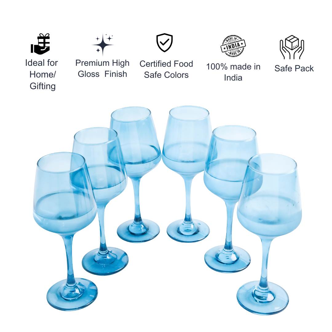Wine Glass Set - Himalayan Blue (300ml) Crystal Glassware Set