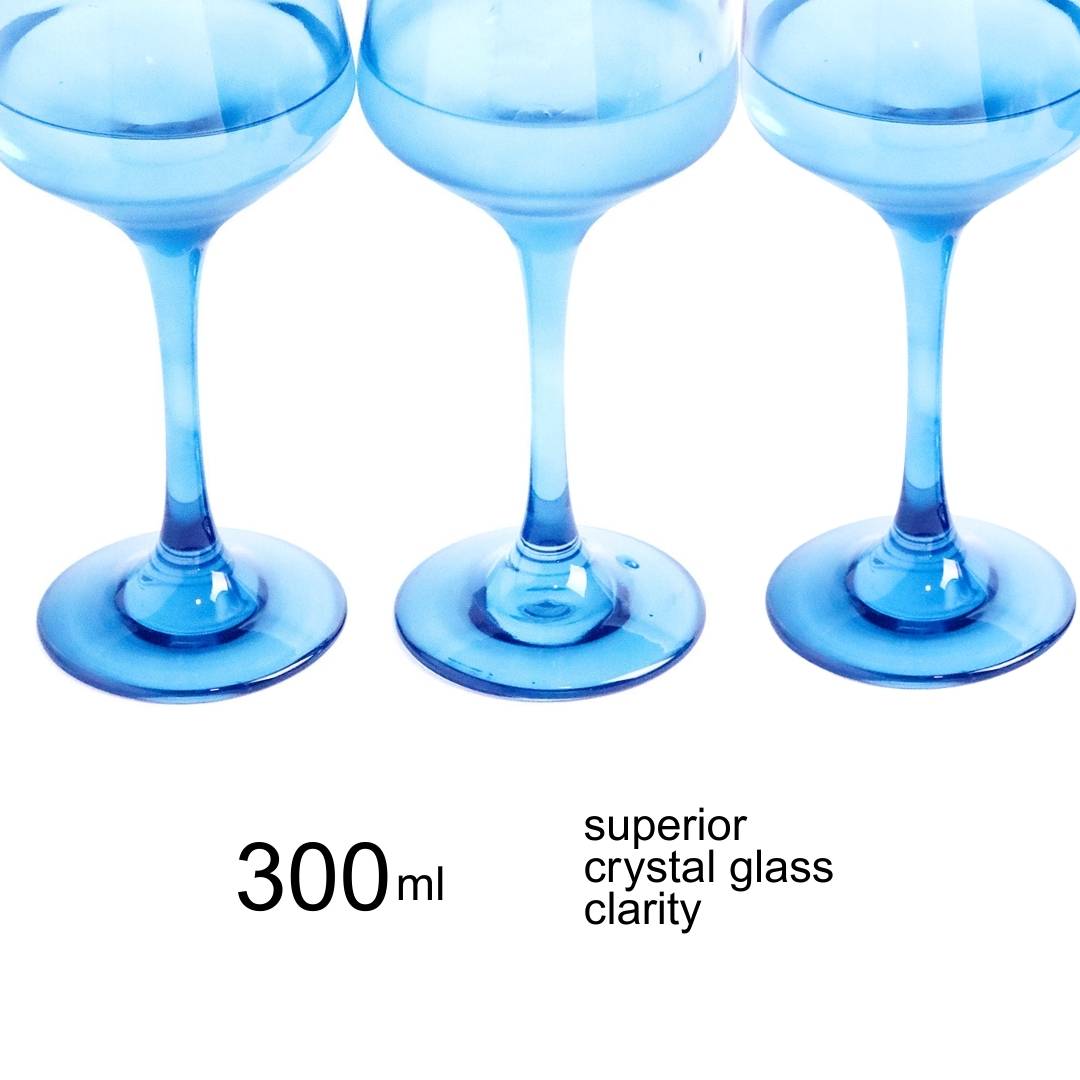 Wine Glass Set - Himalayan Blue (300ml) Crystal Glassware Set
