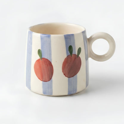 Tomatoes on Stripe Ceramic Mug-300ml
