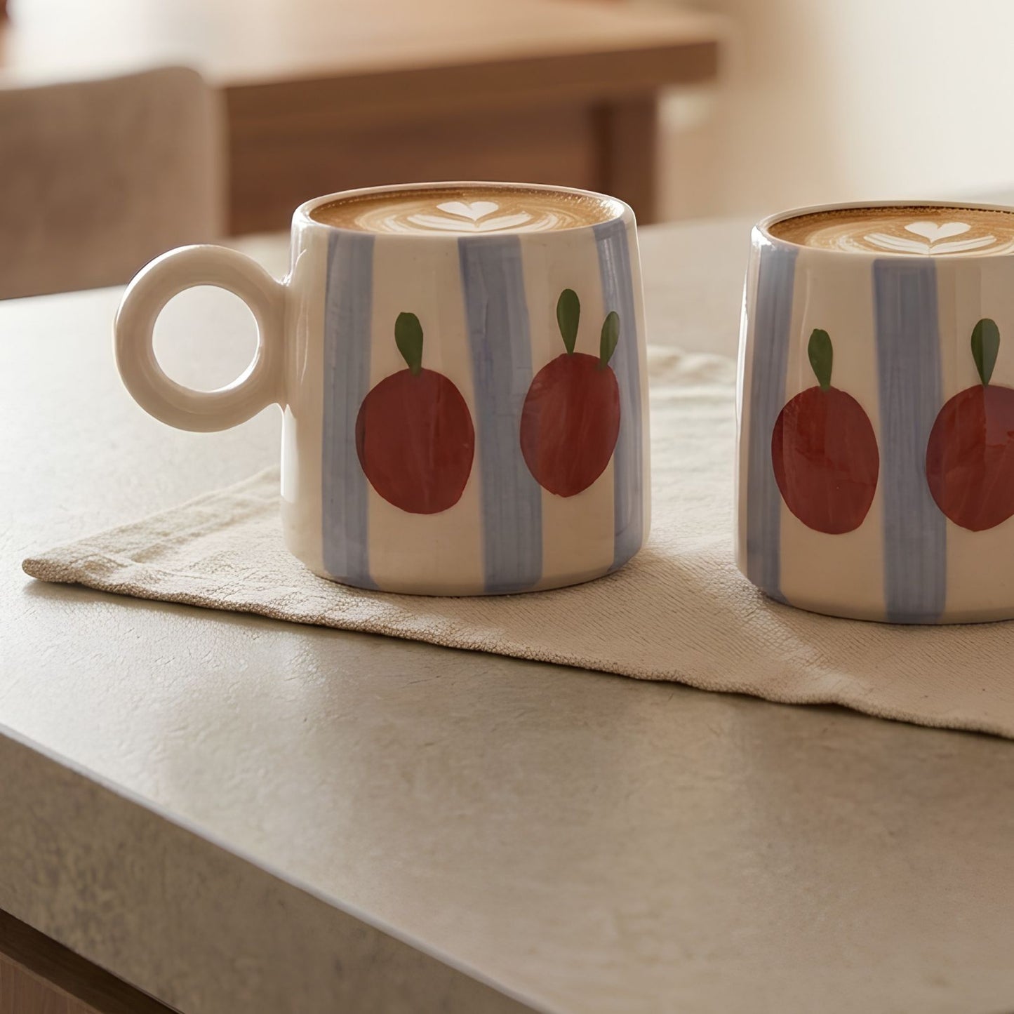 Tomatoes on Stripe Ceramic Mug-300ml
