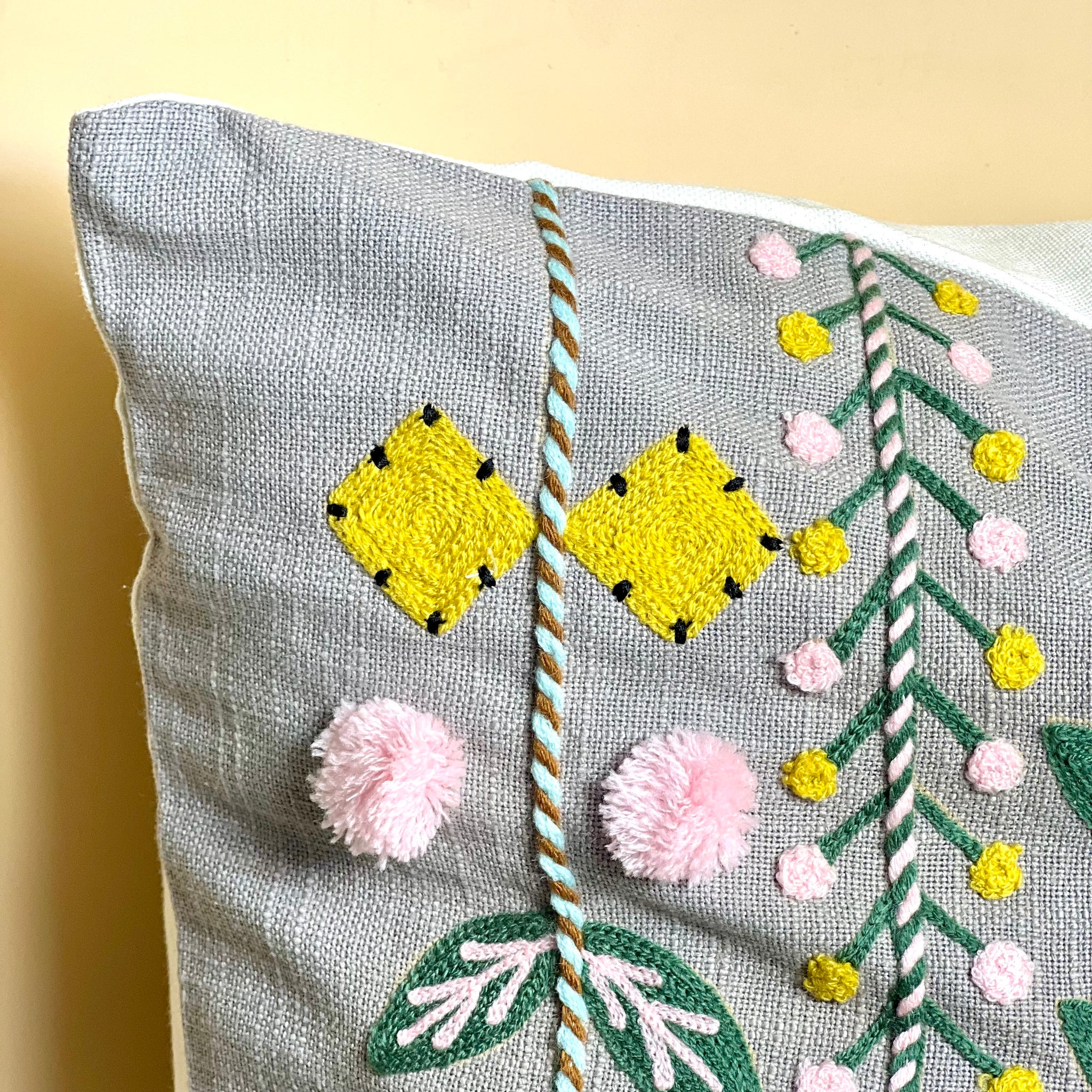 Floral Elegance Grey cushion cover- Grey