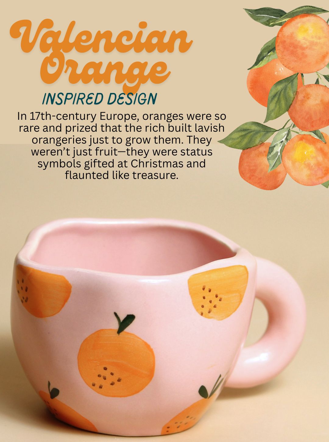 Fiesta Pink & Orange Coffee mug -Valencian Orange Inspired