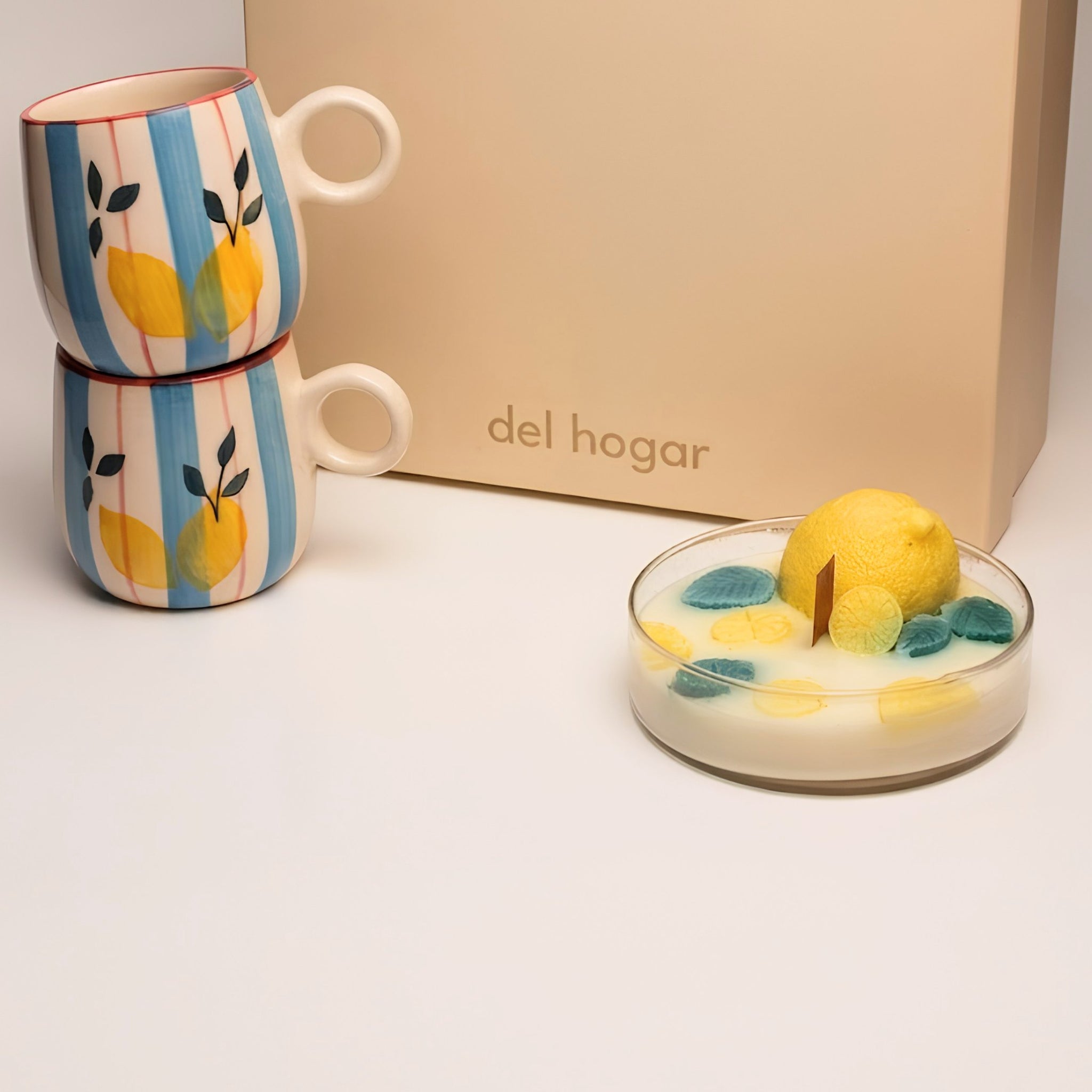 Giftbox-Breeze & Lemons (2 Coffee Mugs+ Lemon themed Candle)