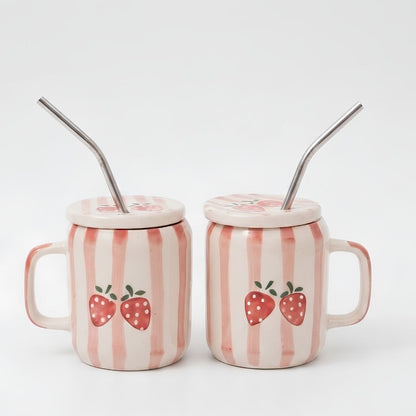 Strawberry tumbler with straw (370ml)