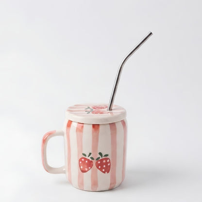 Strawberry tumbler with straw (370ml)