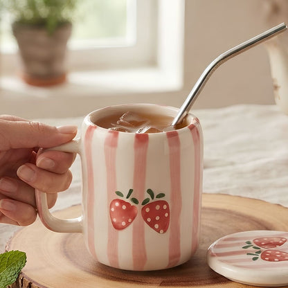 Strawberry tumbler with straw (370ml)
