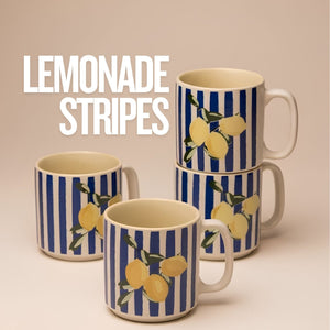 Lemonade Stripes-Tea cups/ Espresso cups(Set of 4)