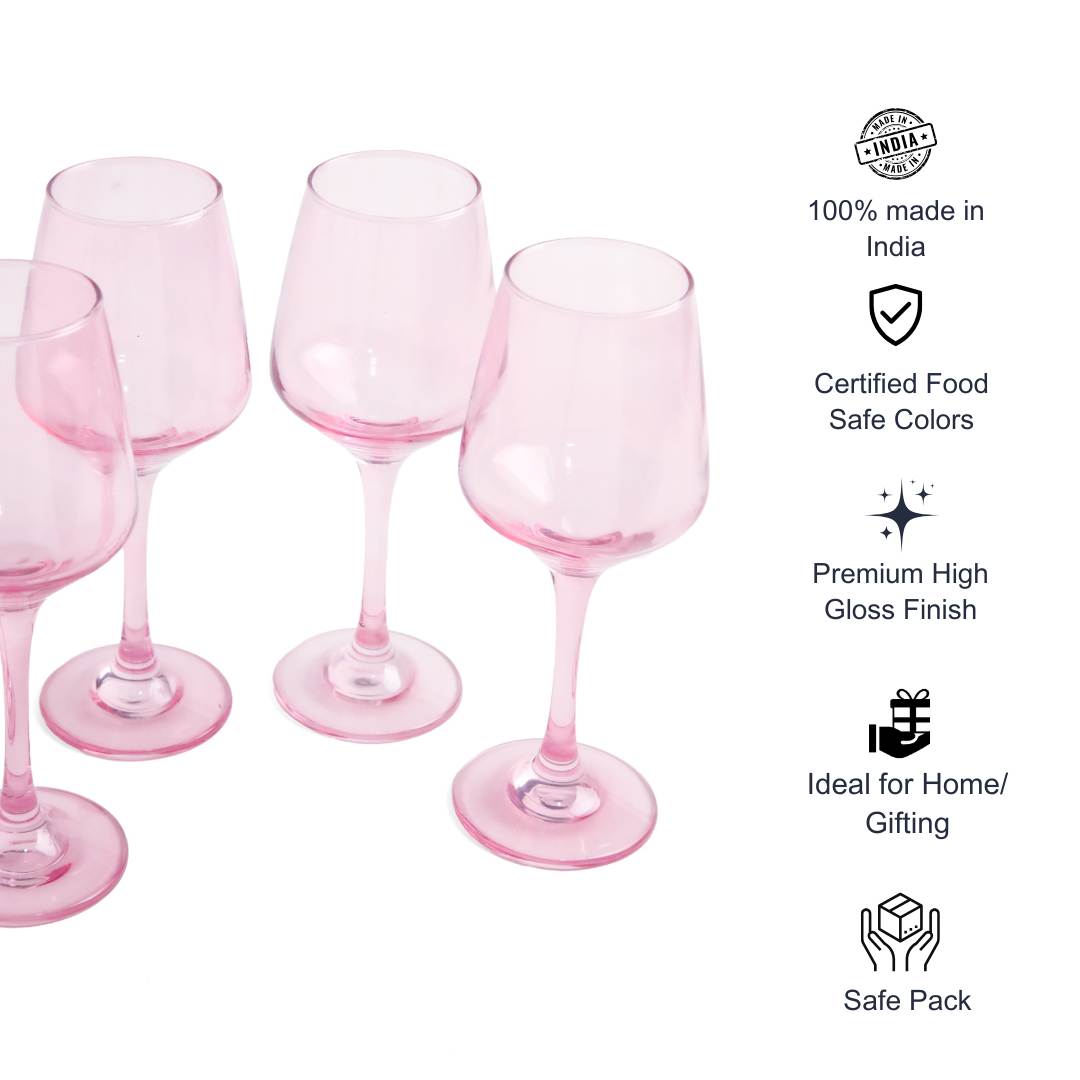 Wine Glass Set - Tulip Pink (300ml) Crystal Glassware Set
