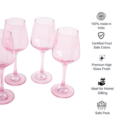 Wine Glass Set - Tulip Pink (300ml) Crystal Glassware Set