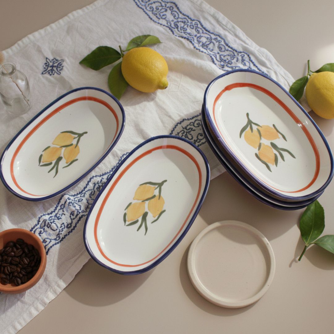 Lemon Zest Deep Plates - Oval Pasta Plates
