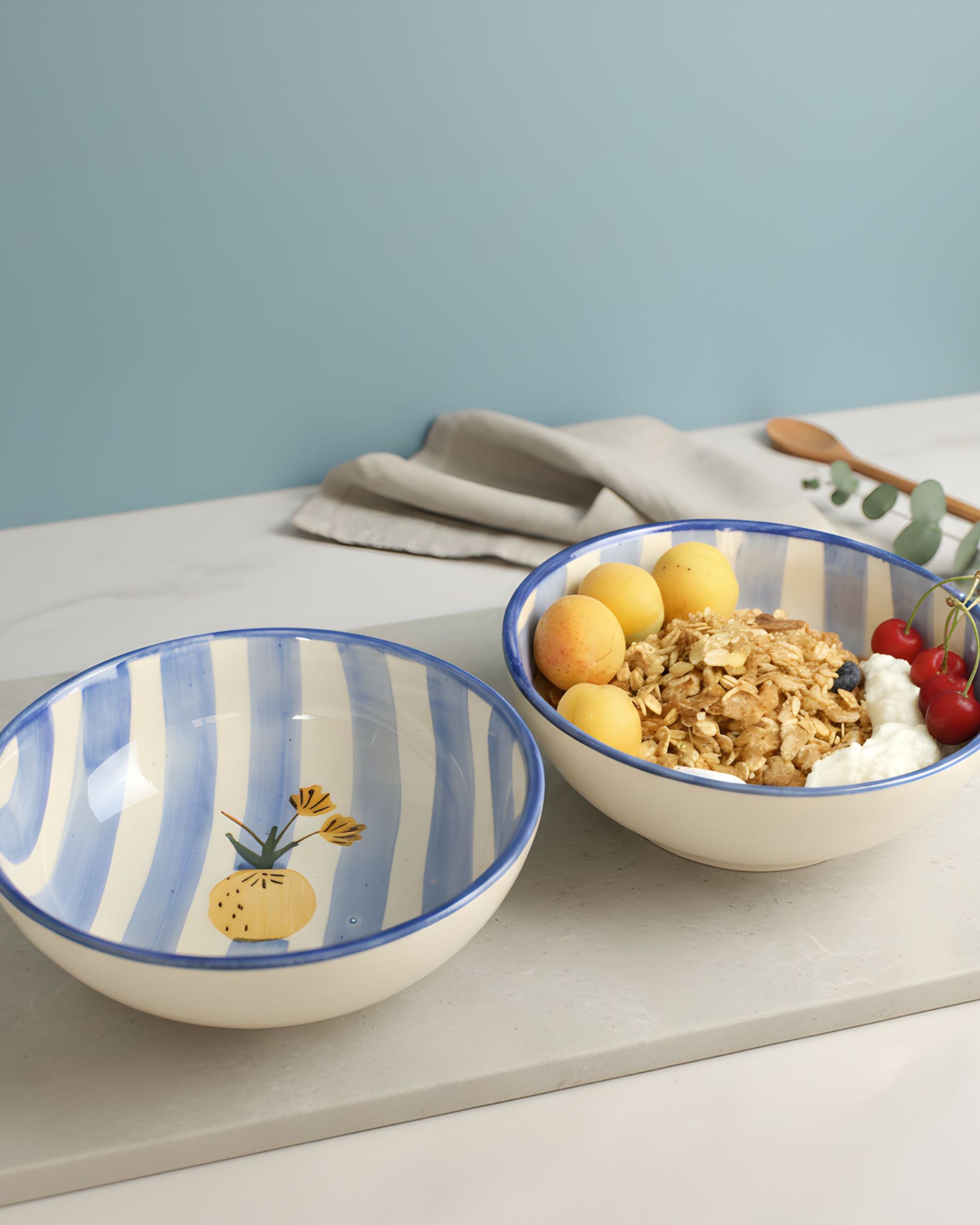 Apricot Ceramic Bowls set of 2- (700ml) Multipurpose Bowls