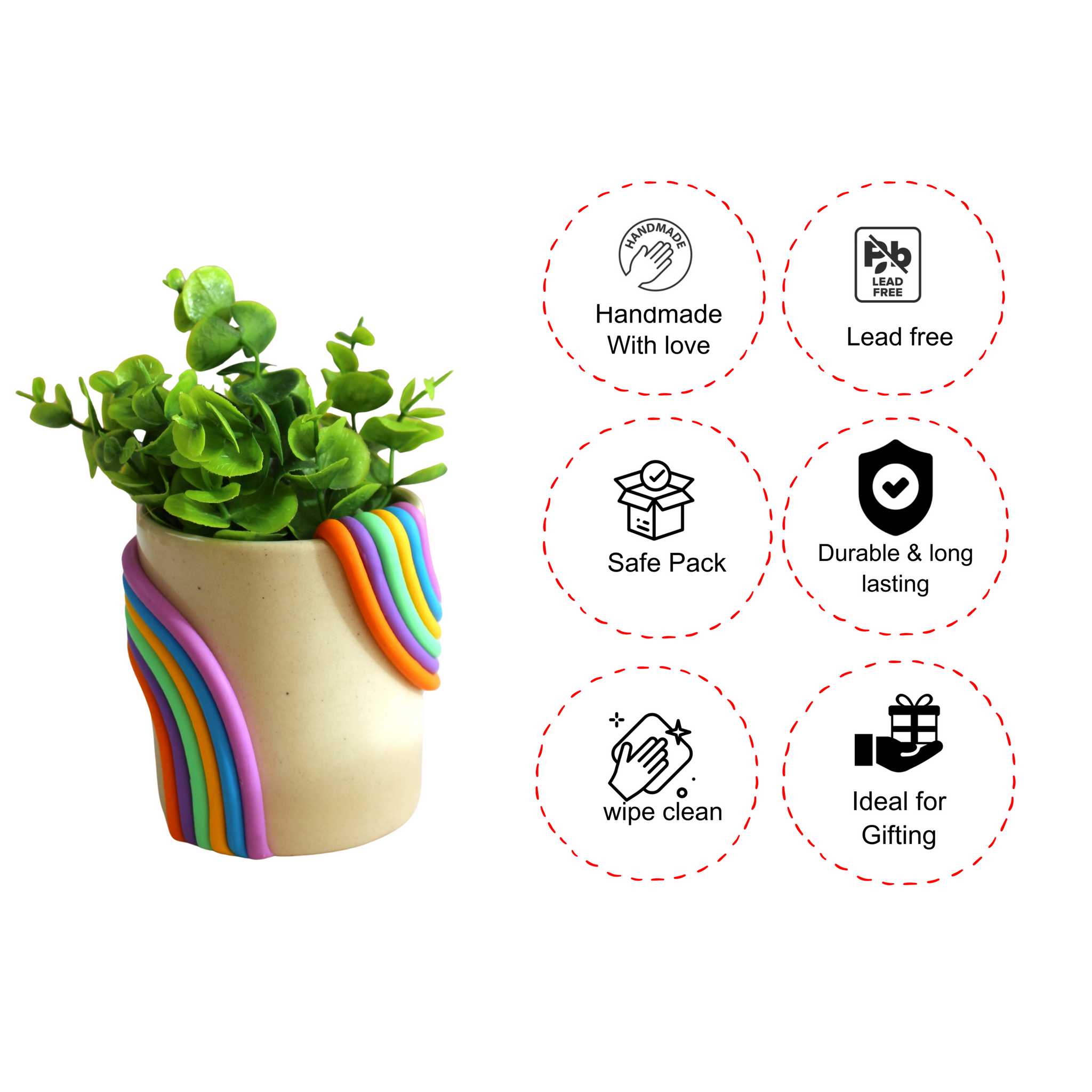 Rainbow Planter (Ceramic Plant holder ) Single