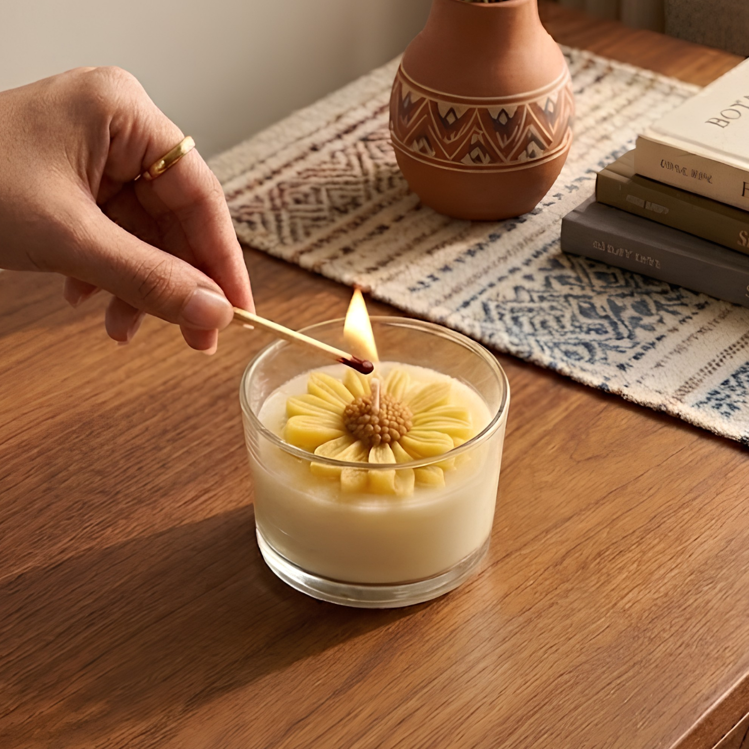 Giftbox- Sunflower Bliss Set- 2 Coffee Mugs & Candle