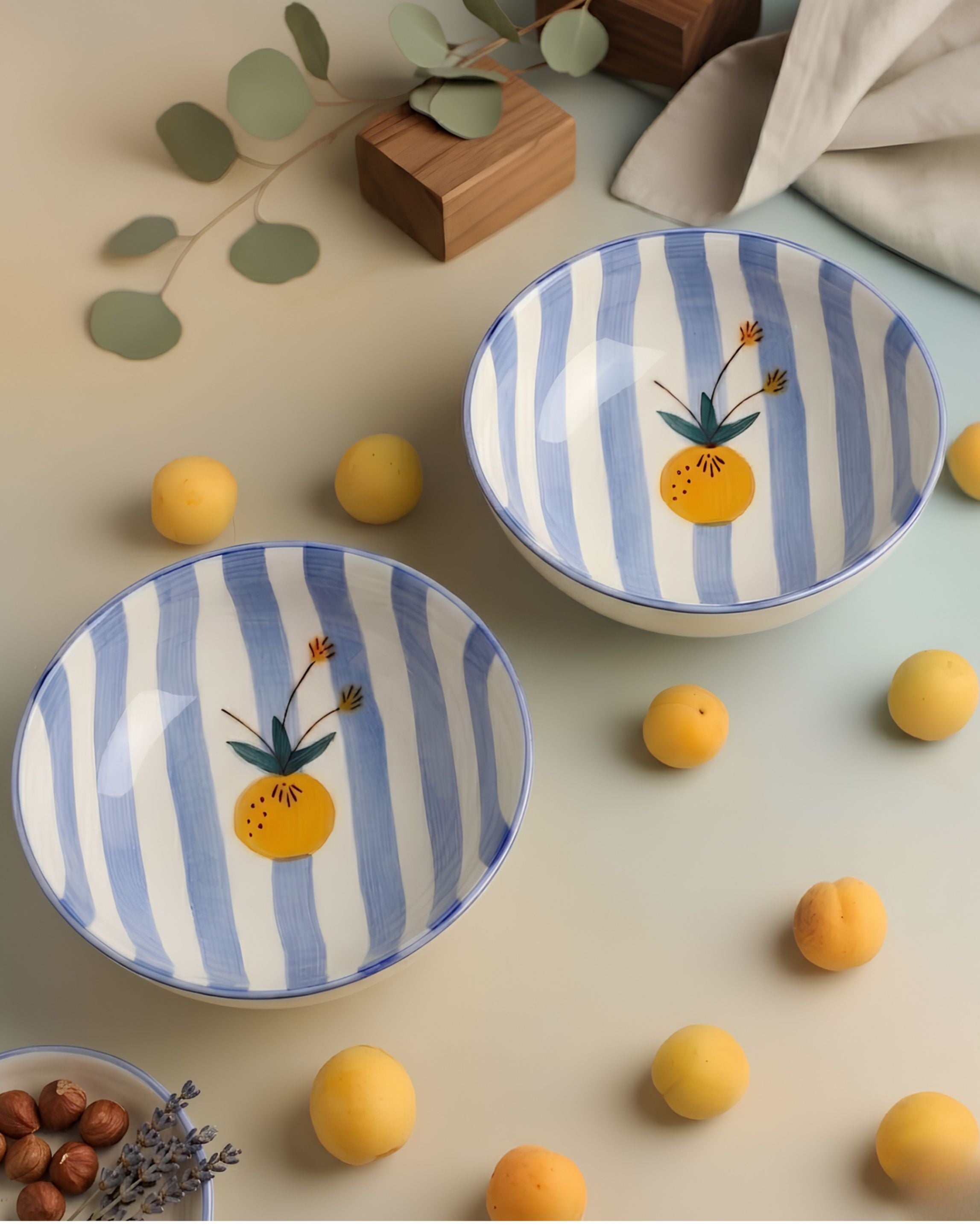 Apricot Ceramic Bowls set of 2- (700ml) Multipurpose Bowls