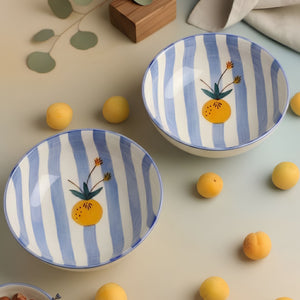 Apricot Ceramic Bowls set of 2- (700ml) Multipurpose Bowls