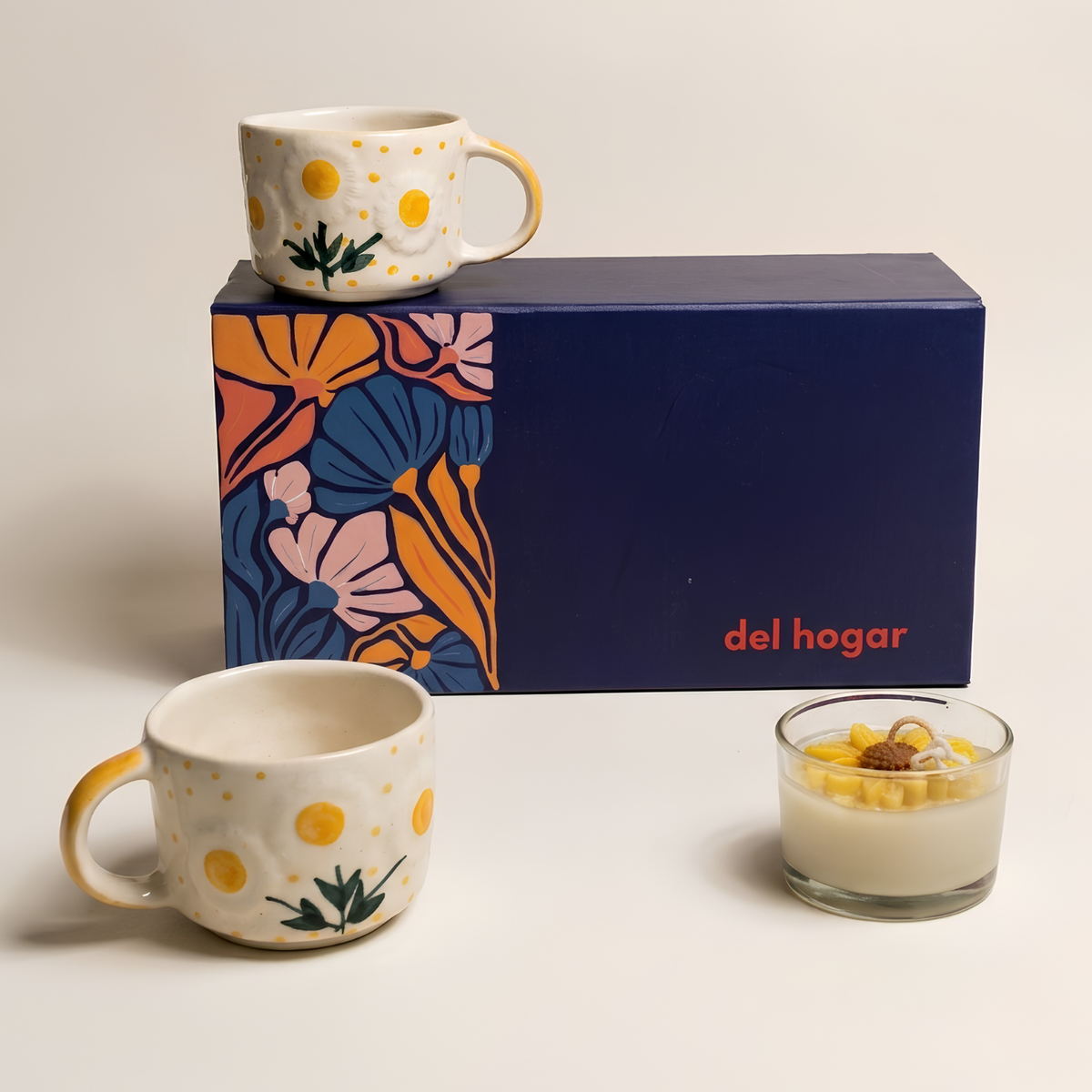 Giftbox- Sunflower Bliss Set- 2 Coffee Mugs & Candle