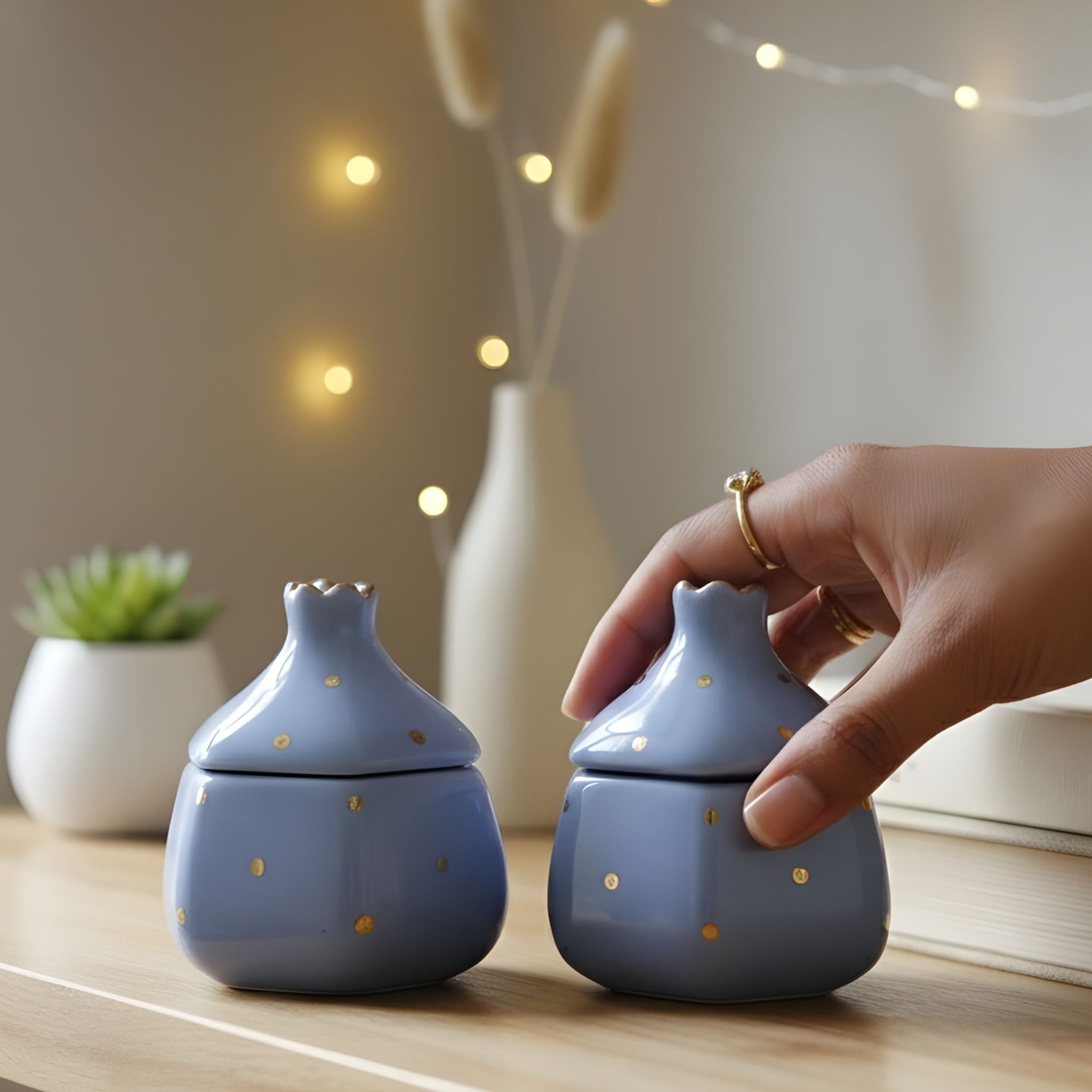 Pomegranate  Jars- Gold dusted (Ice Blue ,300ml)