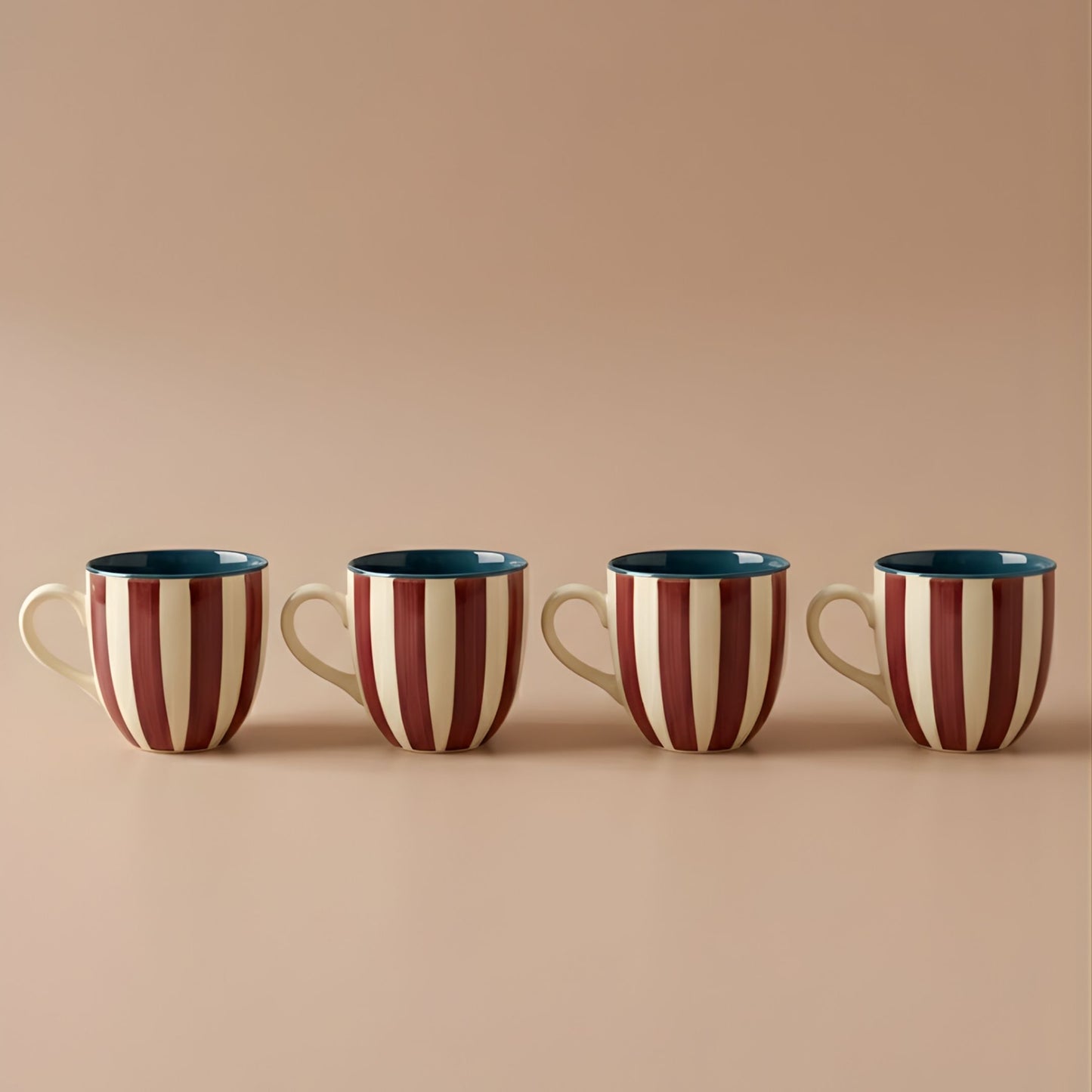 Chai Cups Set- Ruby Stripes, (Set of 4)