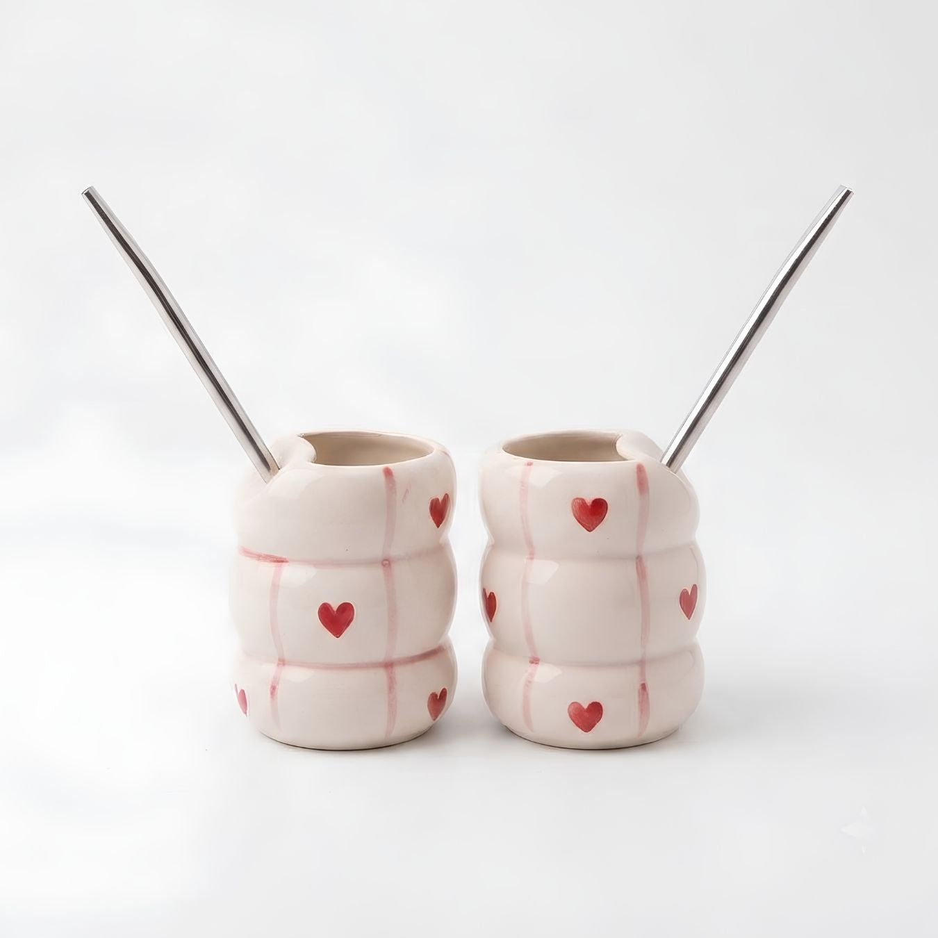 Checks tumbler with straw (280ml)