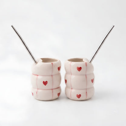 Checks tumbler with straw (280ml)