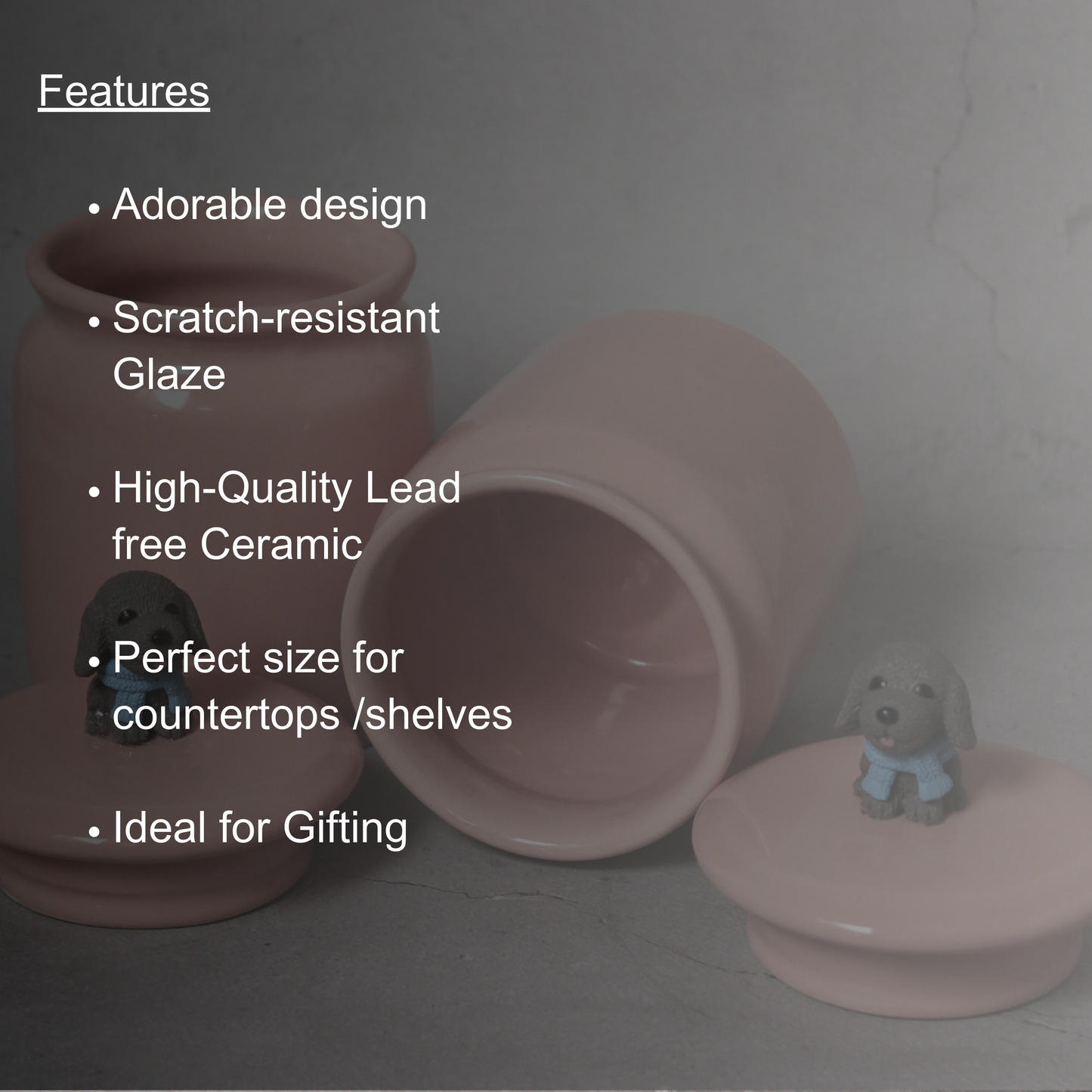 Paws & Pink Ceramic Jars – Set of 2 for Snacks Storage
