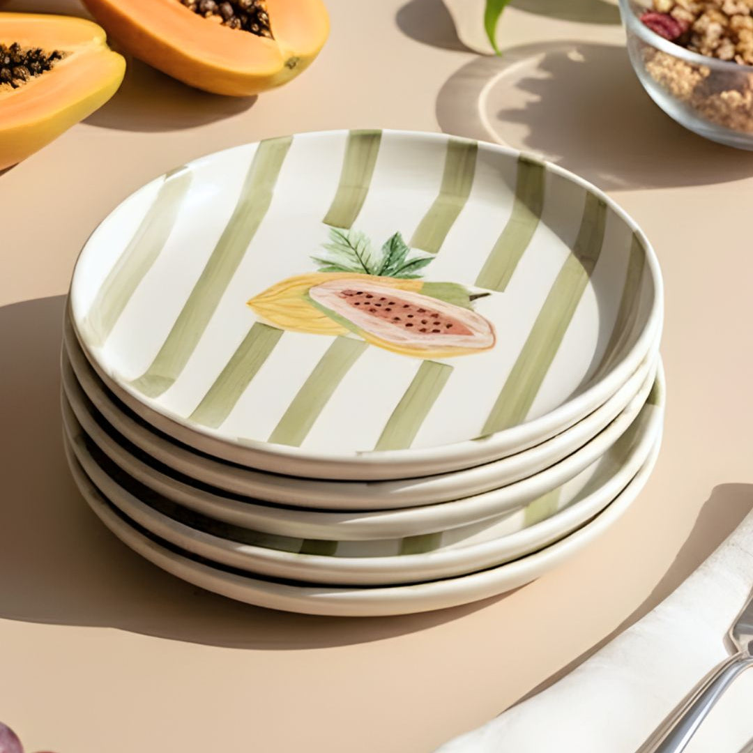 Olive Papaya 8.5" Plate- For Paratha, pizza & more