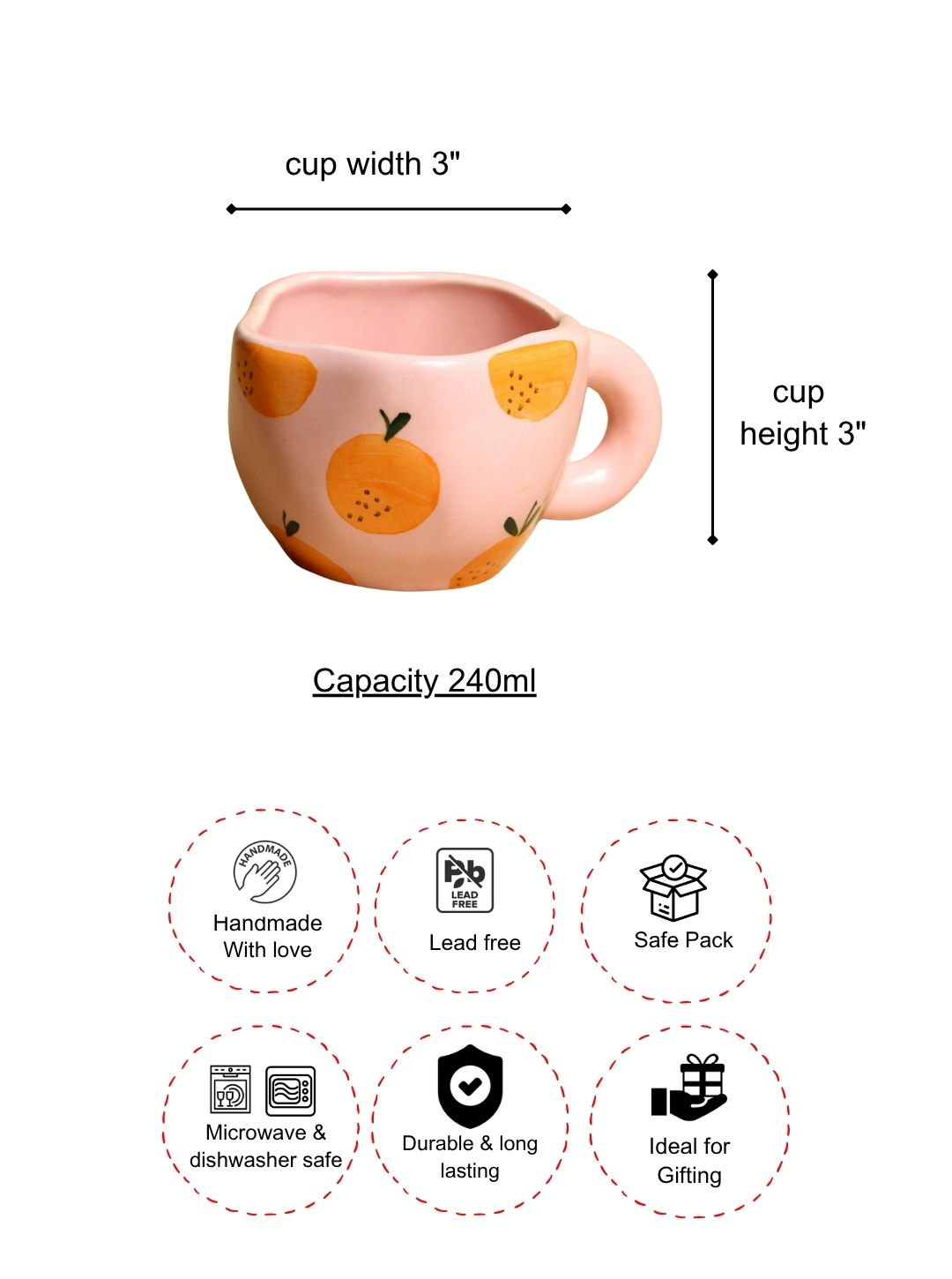 Fiesta Pink & Orange Coffee mug -Valencian Orange Inspired