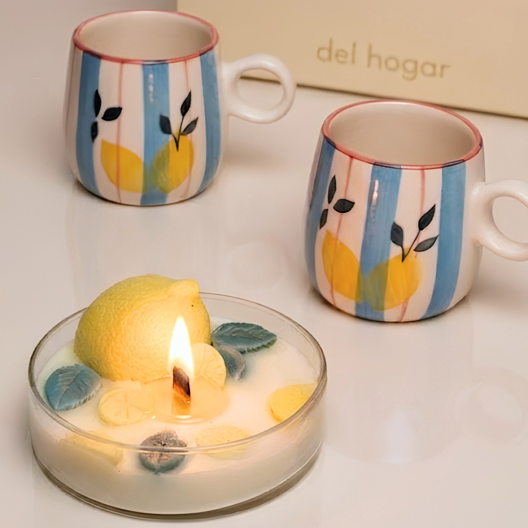 Giftbox-Breeze & Lemons (2 Coffee Mugs+ Lemon themed Candle)