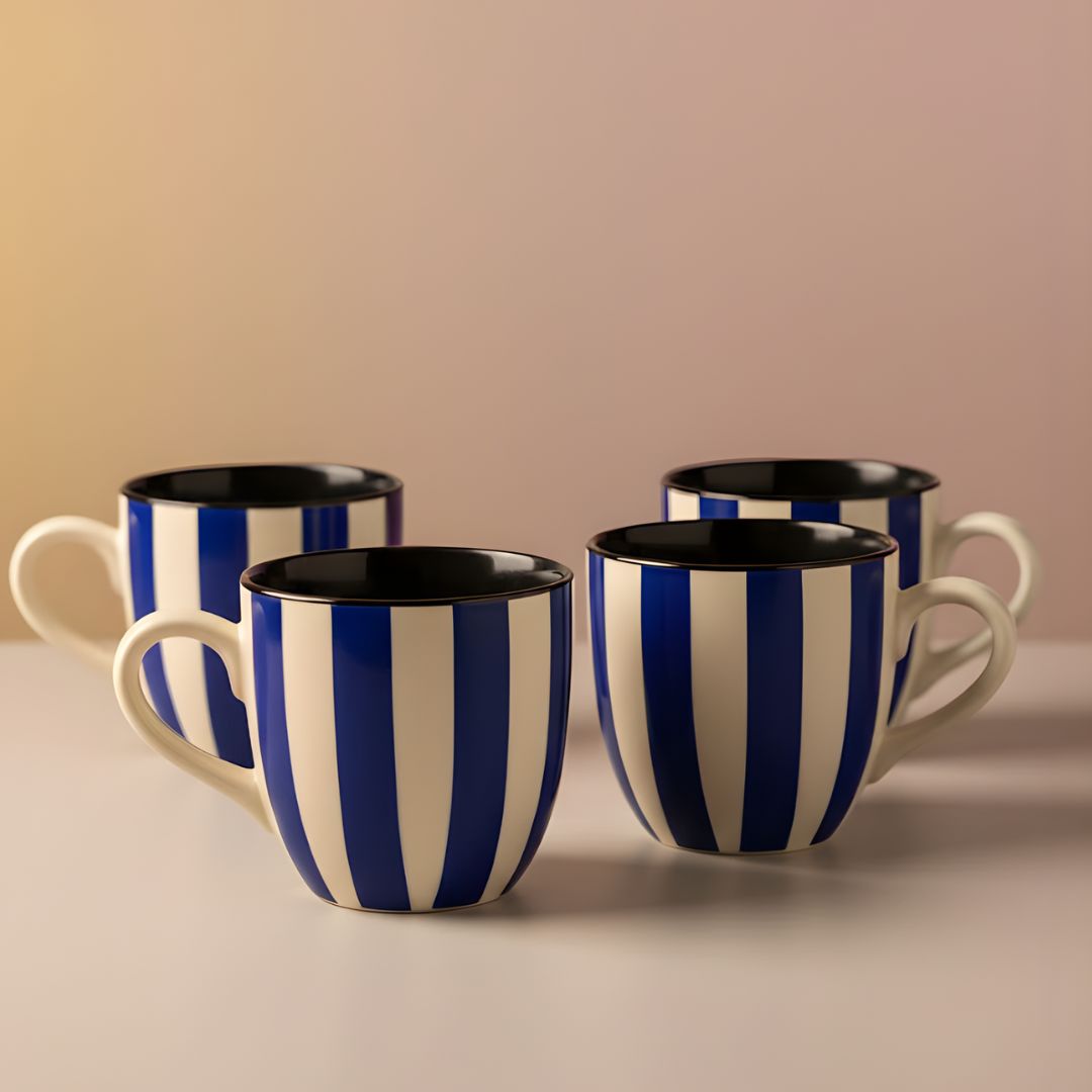 Chai Cups Set- French Navy stripes