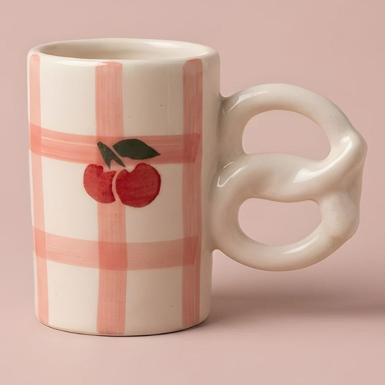 Cherry & checks mug-  280ml