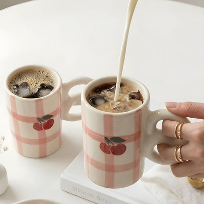Cherry & checks mug-  280ml