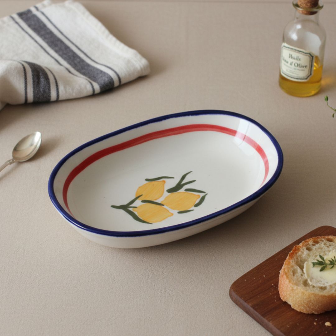 Lemon Zest Deep Plates - Oval Pasta Plates