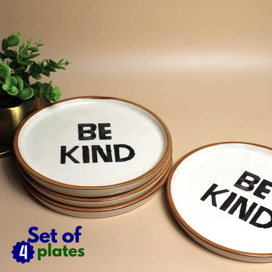 Kindness Plates – Set of 4 Minimalistic Handwritten Quarter Plates