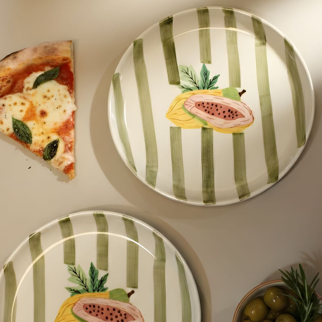 Olive Papaya 8.5" Plate- For Paratha, pizza & more