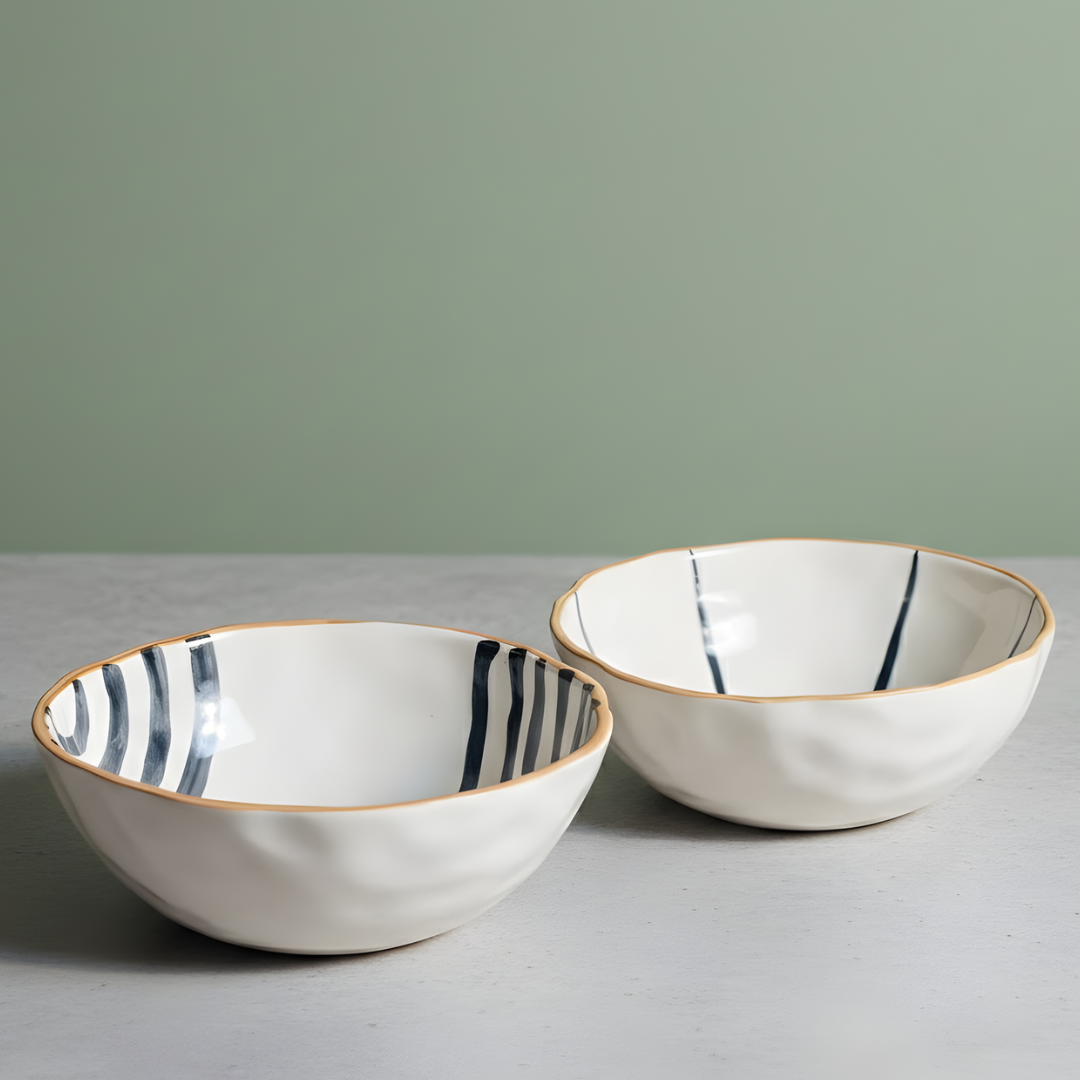Beige Bowl Set- Set of 2 Large Bowls