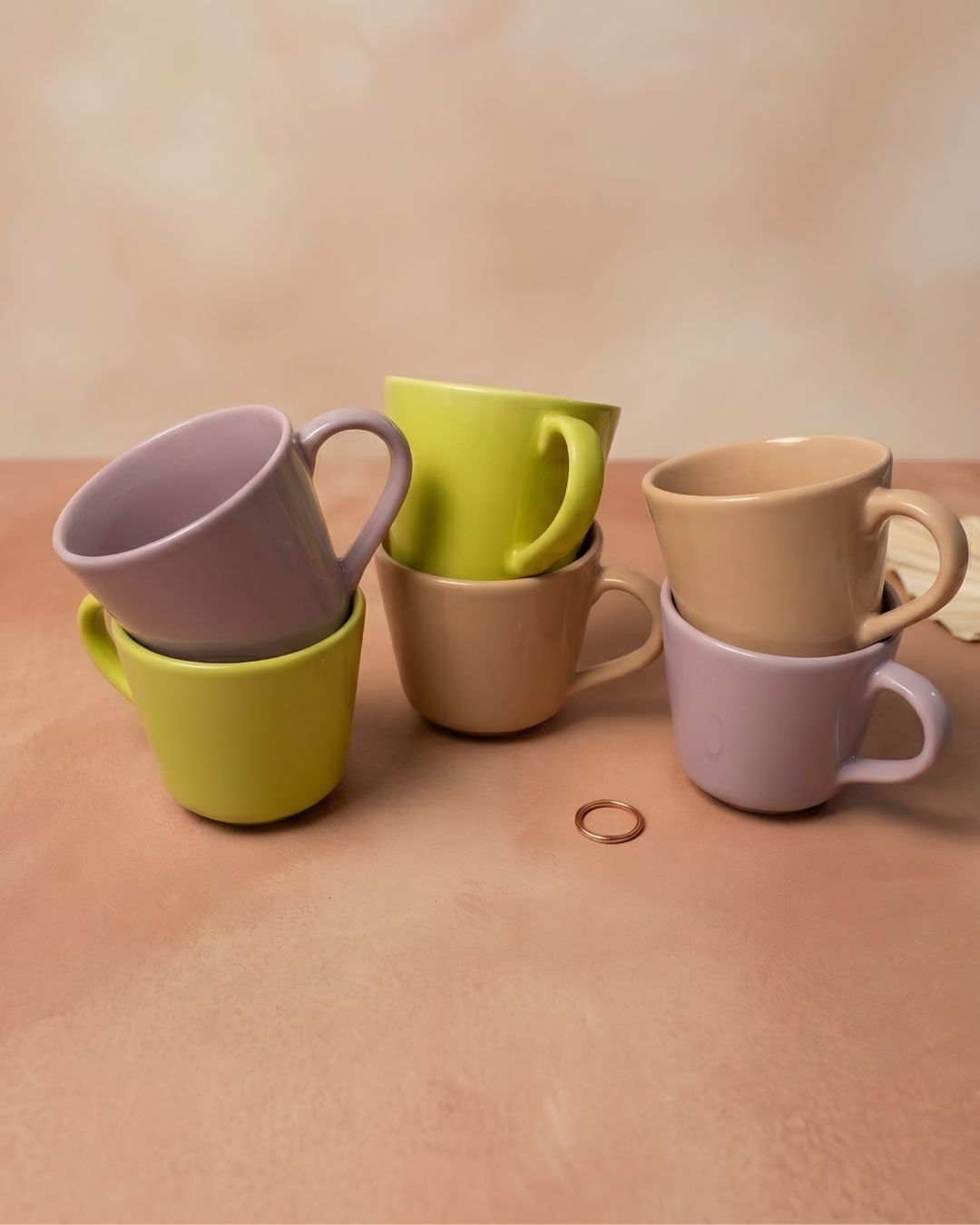 Tea Cup Set- Everyday Pastels, (Set of 6)