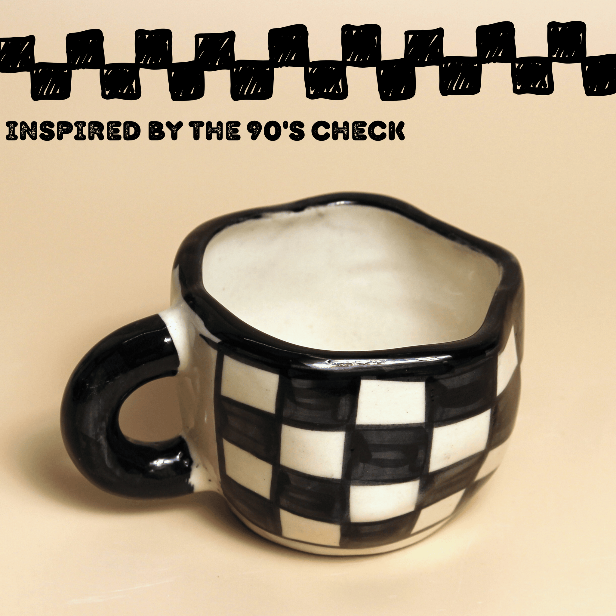 Checkered Mug : Black & Ivory