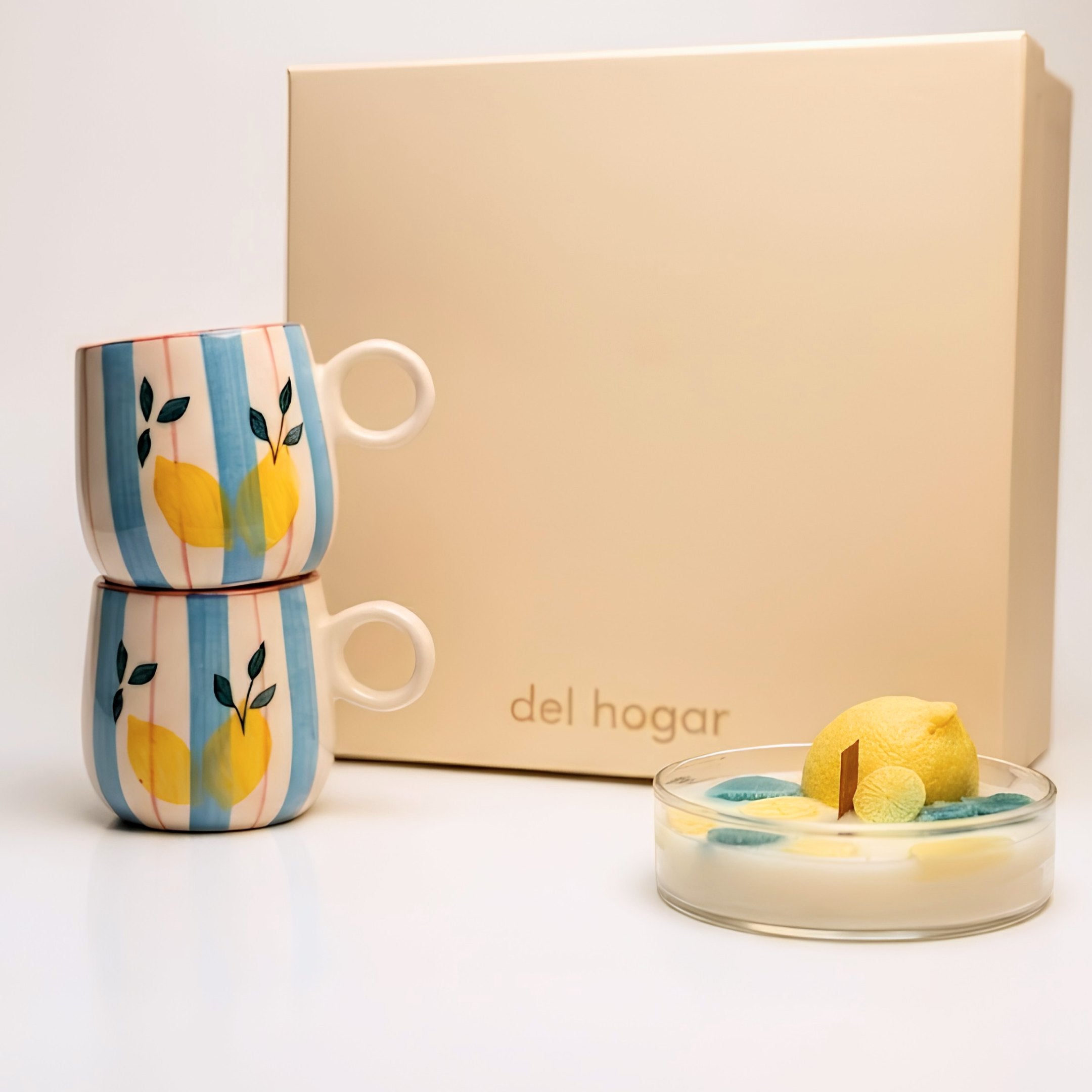 Giftbox-Breeze & Lemons (2 Coffee Mugs+ Lemon themed Candle)