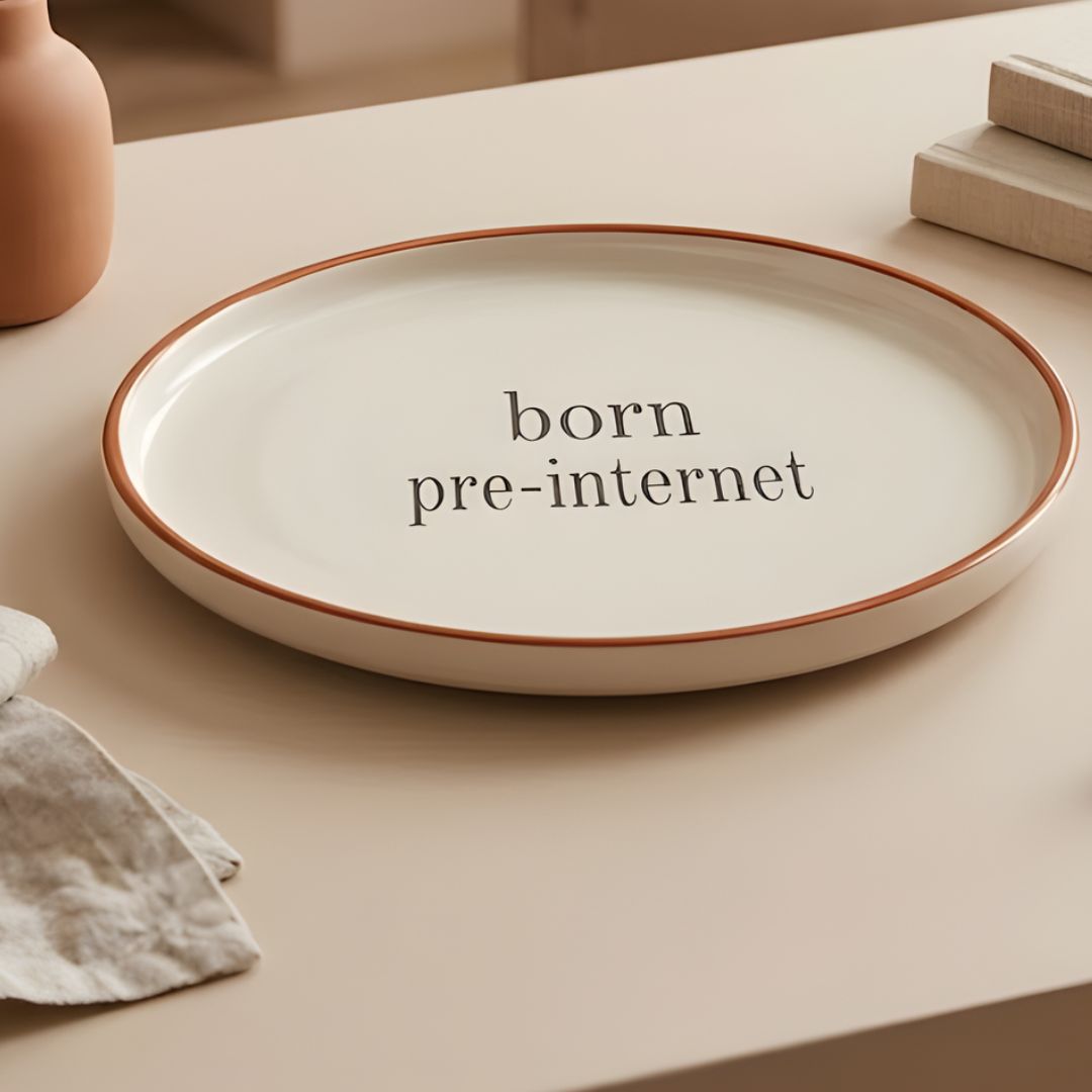 pre-internet plates– Retro  Inspired, Set of 2 Quarter Plates