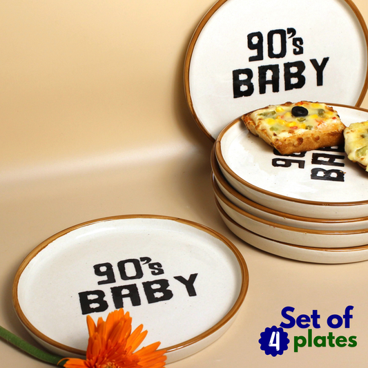 90's Baby Plates – Retro Inspired, Set of 4 Quarter Plates