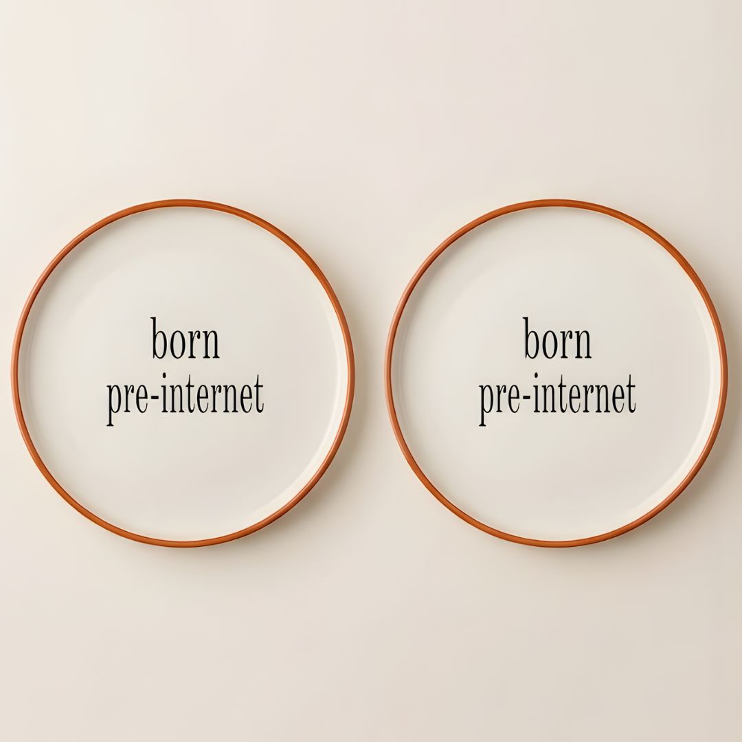 pre-internet plates– Retro  Inspired, Set of 2 Quarter Plates