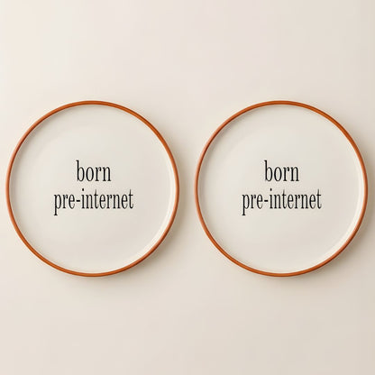 pre-internet plates– Retro  Inspired, Set of 2 Quarter Plates