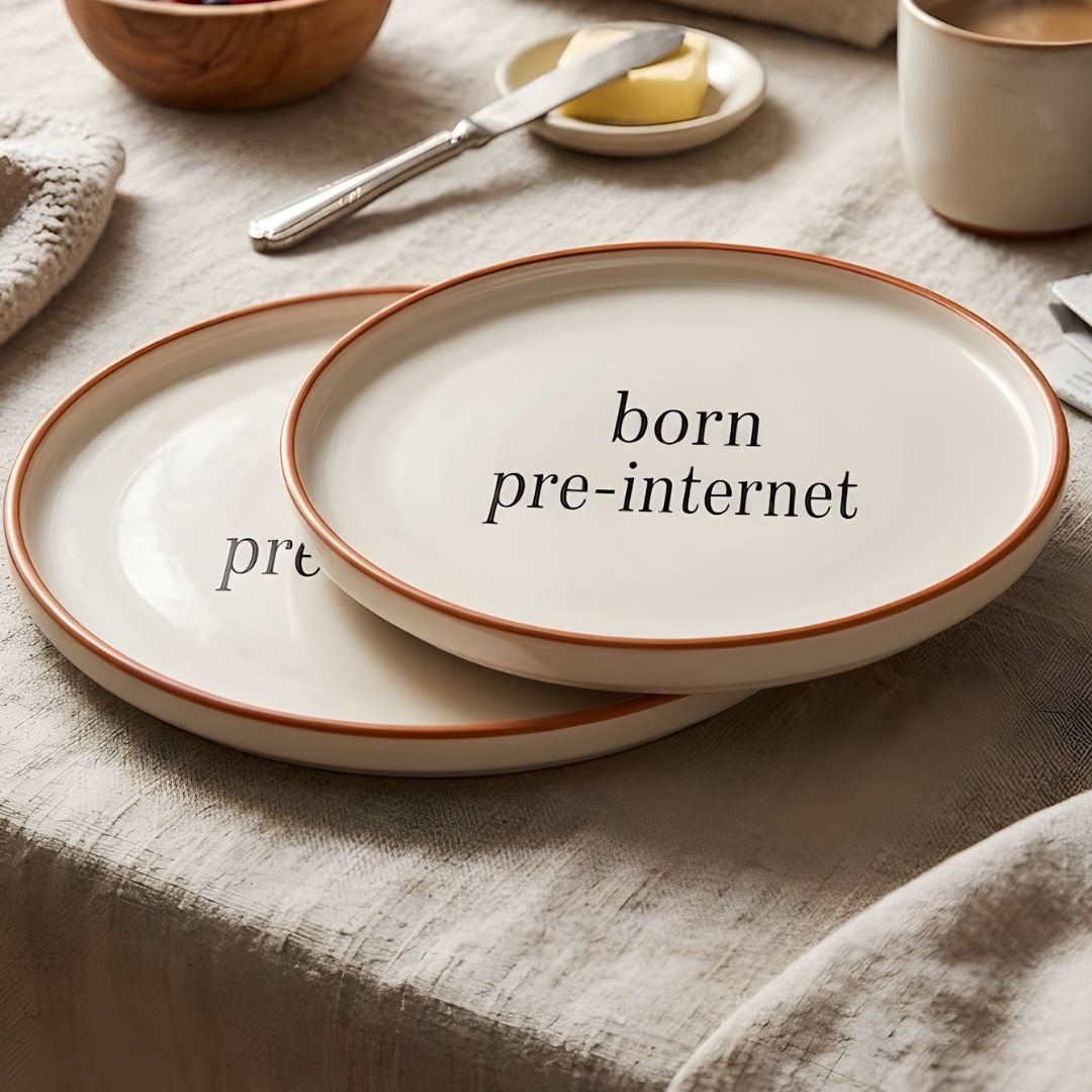 pre-internet plates– Retro  Inspired, Set of 2 Quarter Plates