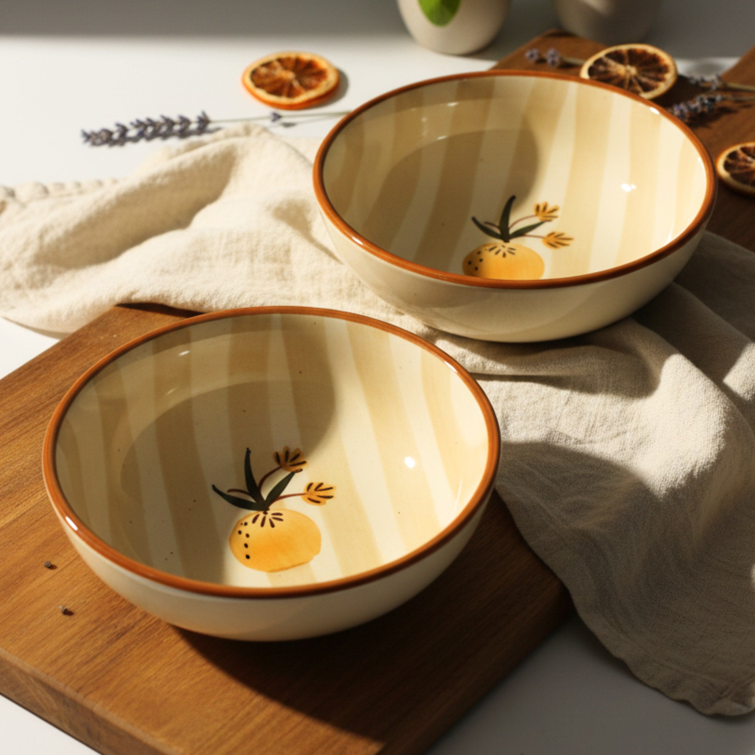Apricot Ceramic Bowl- Multipurpose Deep Bowls (Brown)